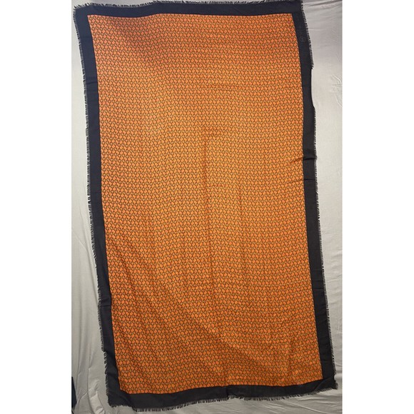 VTG Michael Kors Scarf Shawl Wrap Pashmina Orange Brown Gold Chain Link Pattern - Picture 4 of 6